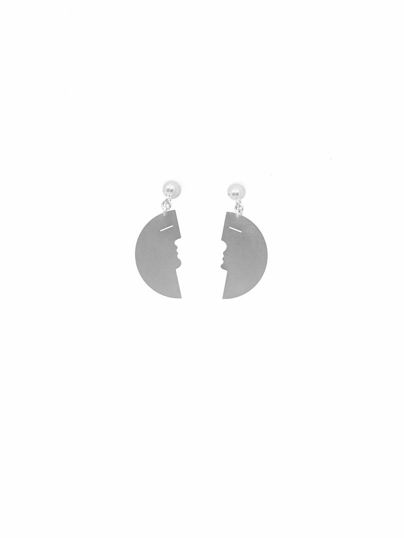 Two Make One Earrings Small // Silver